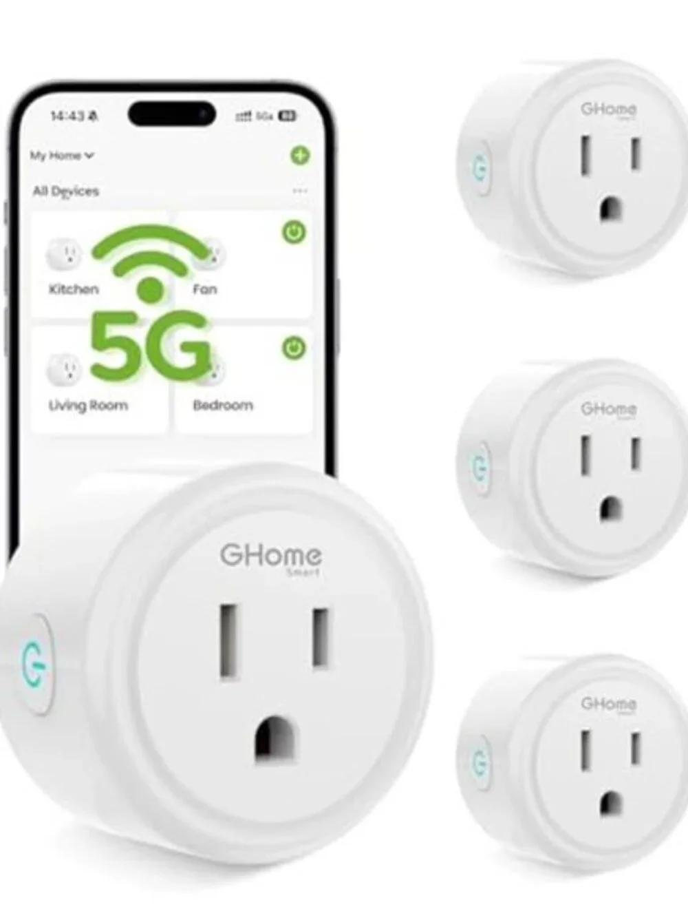 Smart 5G 15A WiFi Smart Plug Compatible with Alexa and Google Home, Outlet Timer